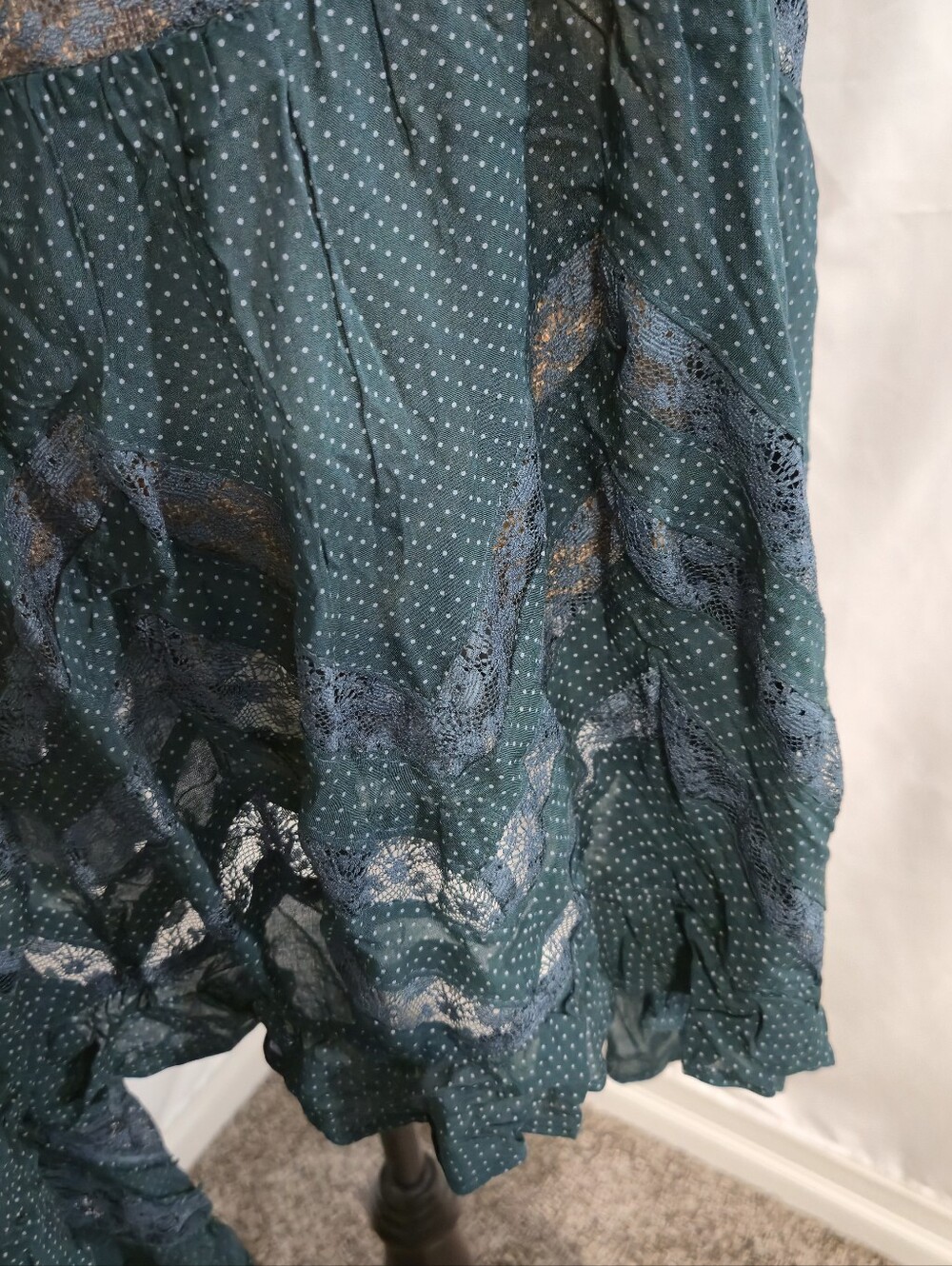Free People Dark Teal Polka Dot Scoop Neck Tunic Tank - Picture 9 of 9